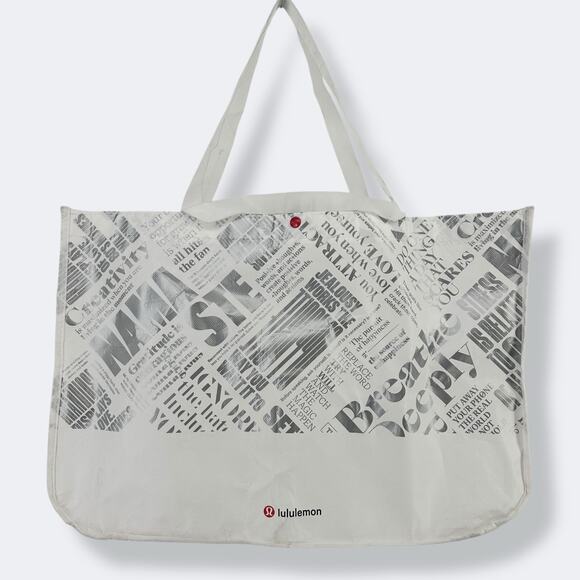 Lululemon Large White Silver Reusable Shopping Tote Bag Limited Edition - Picture 5 of 7